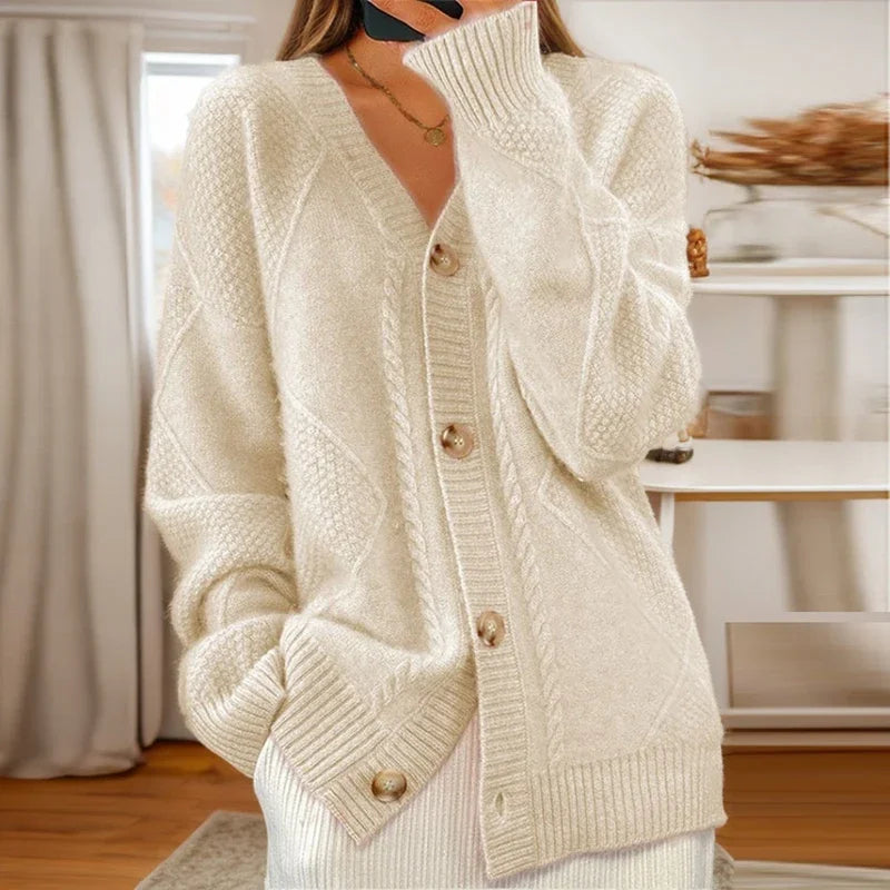 Women's Cable Knit Button-Front Cardigan