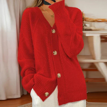 Women's Cable Knit Button-Front Cardigan
