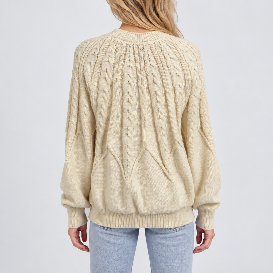 Women's cable knit jumper ribbed cuff detail
