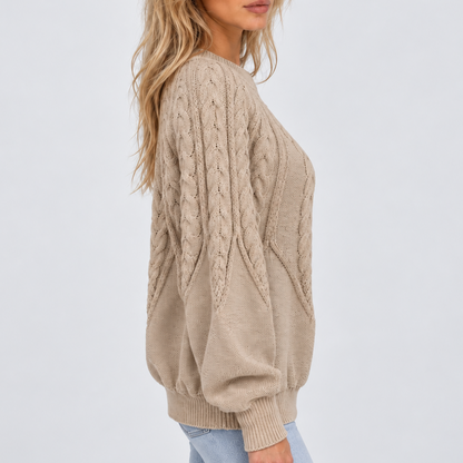 Women's cable knit jumper back view