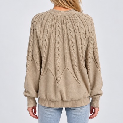 Women's cable knit jumper cable stitch texture close-up