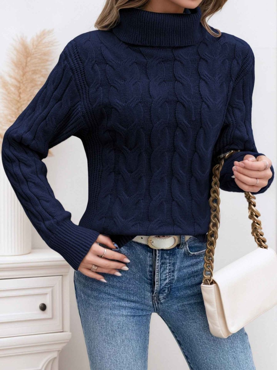 Women's Cable Knit Turtleneck Sweater