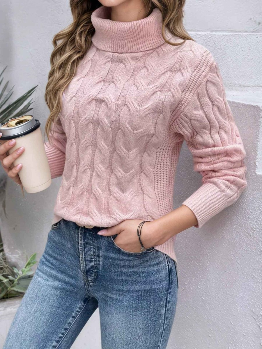 Women's Cable Knit Turtleneck Sweater