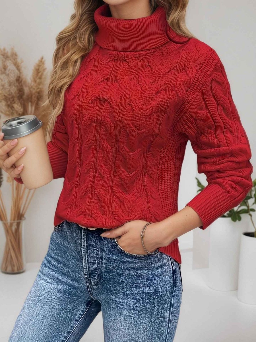 Women's Cable Knit Turtleneck Sweater