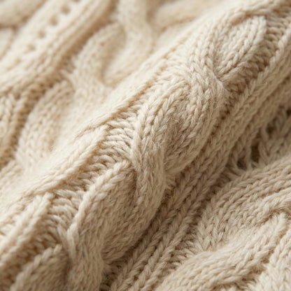 Women's Cable-Knit Turtleneck Wool Knitwear Jumper