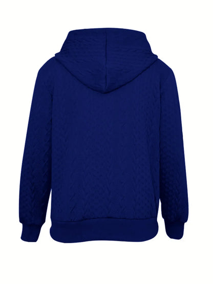 Women's Cable Knit Zip Up Hoodie with Ribbed Cuffs and Hood