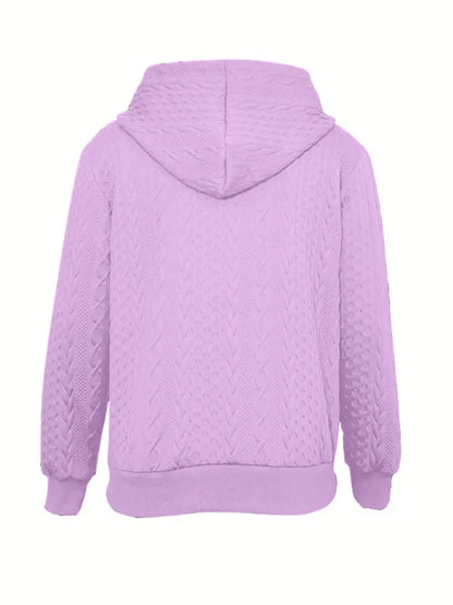 Women's Cable Knit Zip Up Hoodie with Ribbed Cuffs and Hood