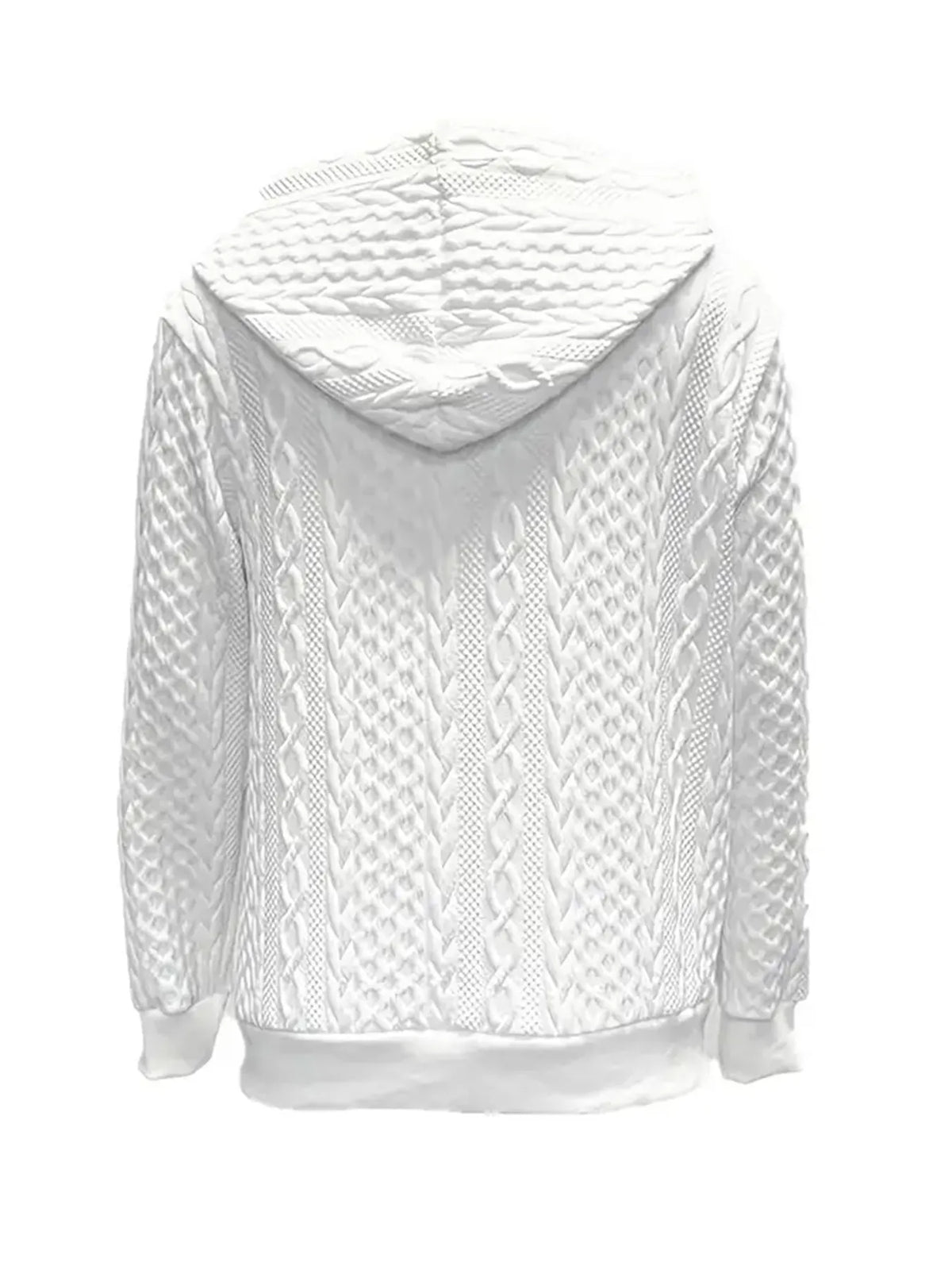 Women's Cable Knit Zip Up Hoodie with Ribbed Cuffs and Hood