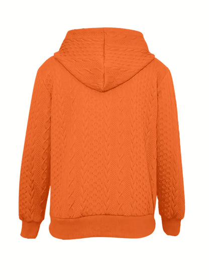 Women's Cable Knit Zip Up Hoodie with Ribbed Cuffs and Hood