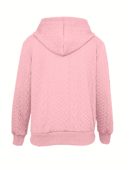 Women's Cable Knit Zip Up Hoodie with Ribbed Cuffs and Hood
