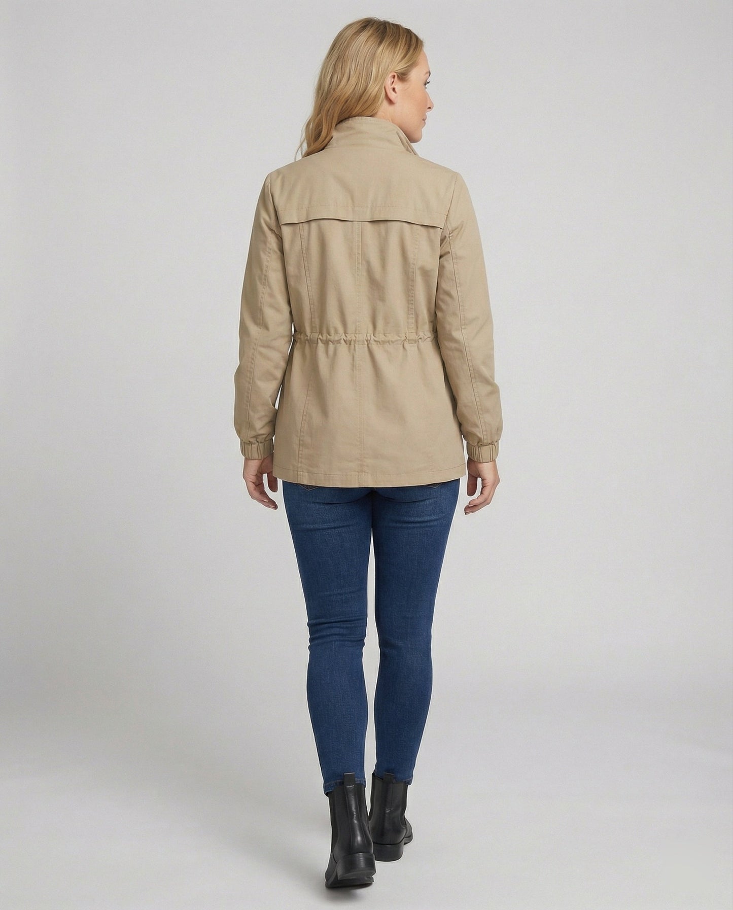 Women's Casual Utility Jacket With Drawstring Waist