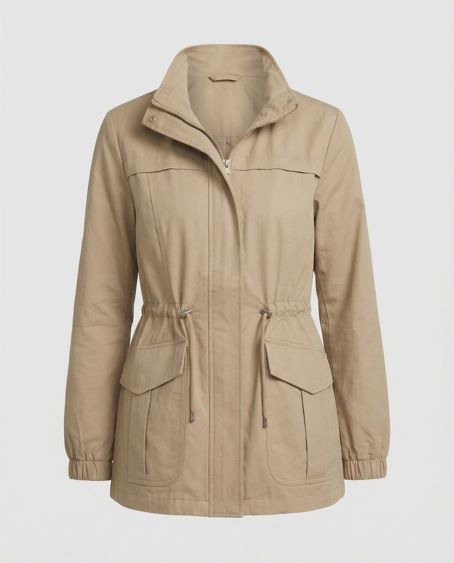 Women's Casual Utility Jacket With Drawstring Waist