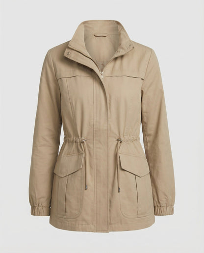 Women's Casual Utility Jacket With Drawstring Waist