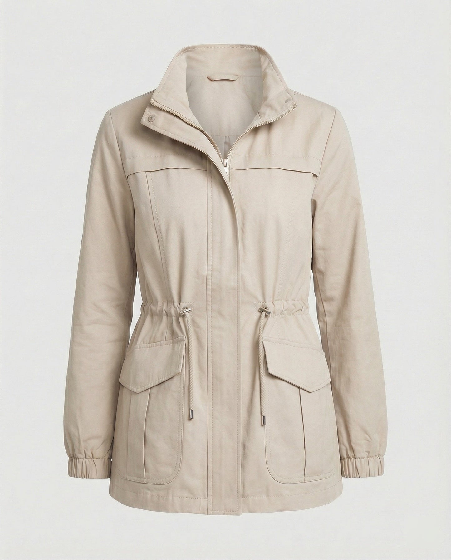 Women's Casual Utility Jacket With Drawstring Waist