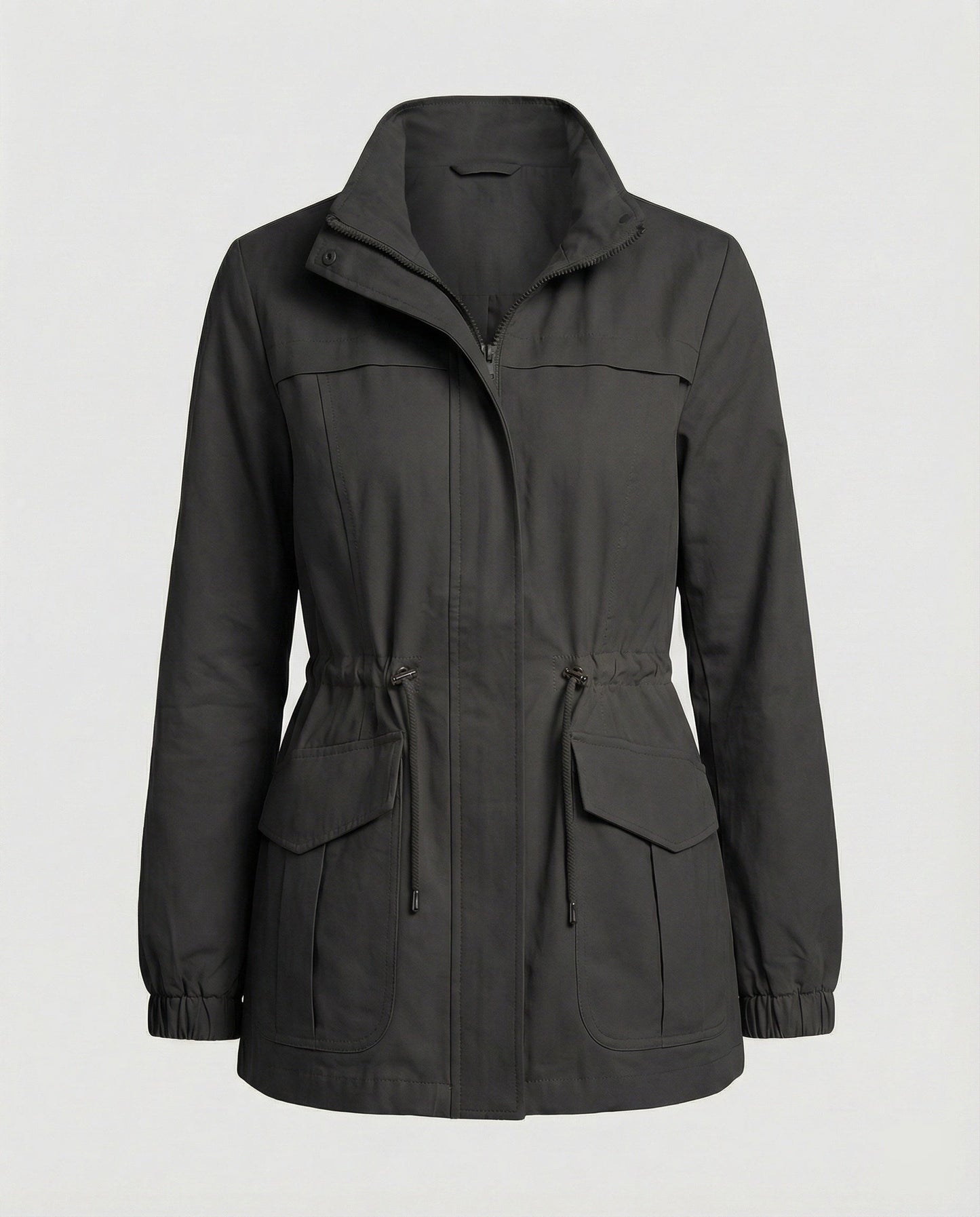 Women's Casual Utility Jacket With Drawstring Waist
