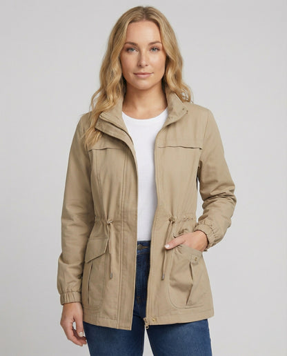 Women's Casual Utility Jacket With Drawstring Waist
