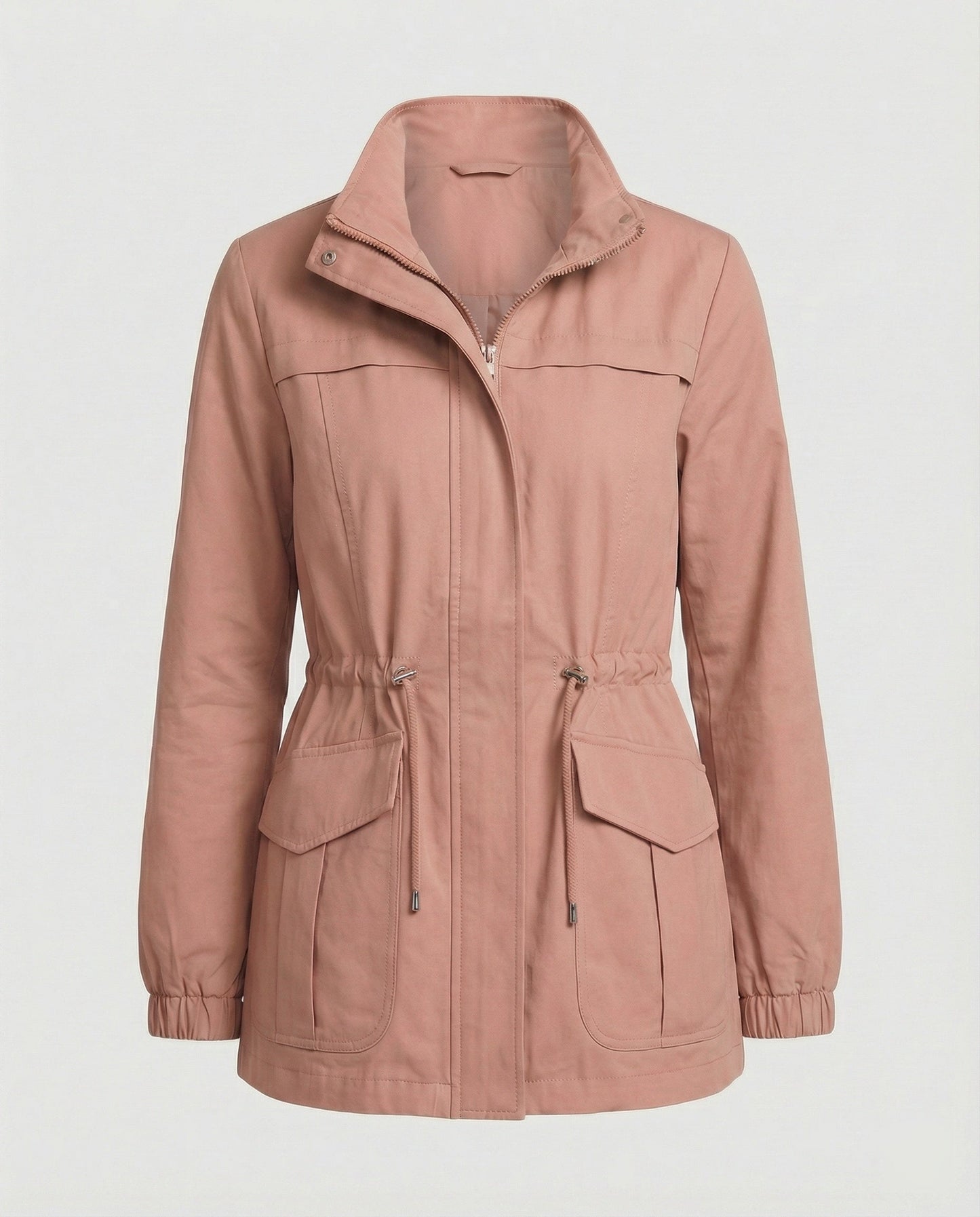 Women's Casual Utility Jacket With Drawstring Waist