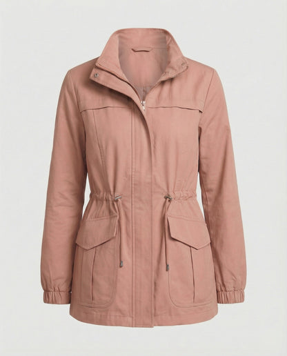 Women's Casual Utility Jacket With Drawstring Waist