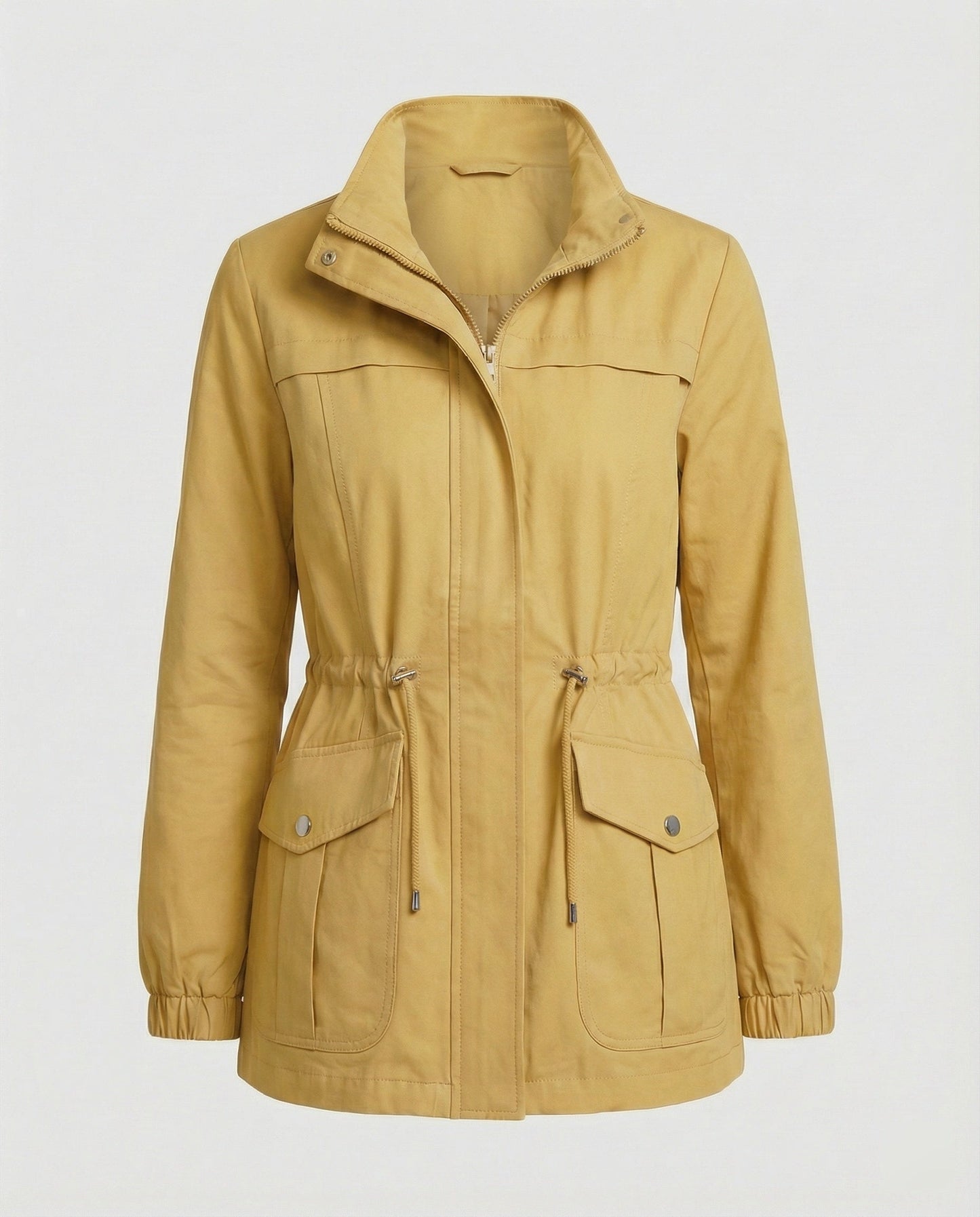 Women's Casual Utility Jacket With Drawstring Waist