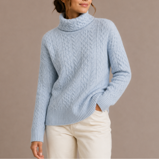 Women's Chunky Cable Knit Turtleneck Jumper