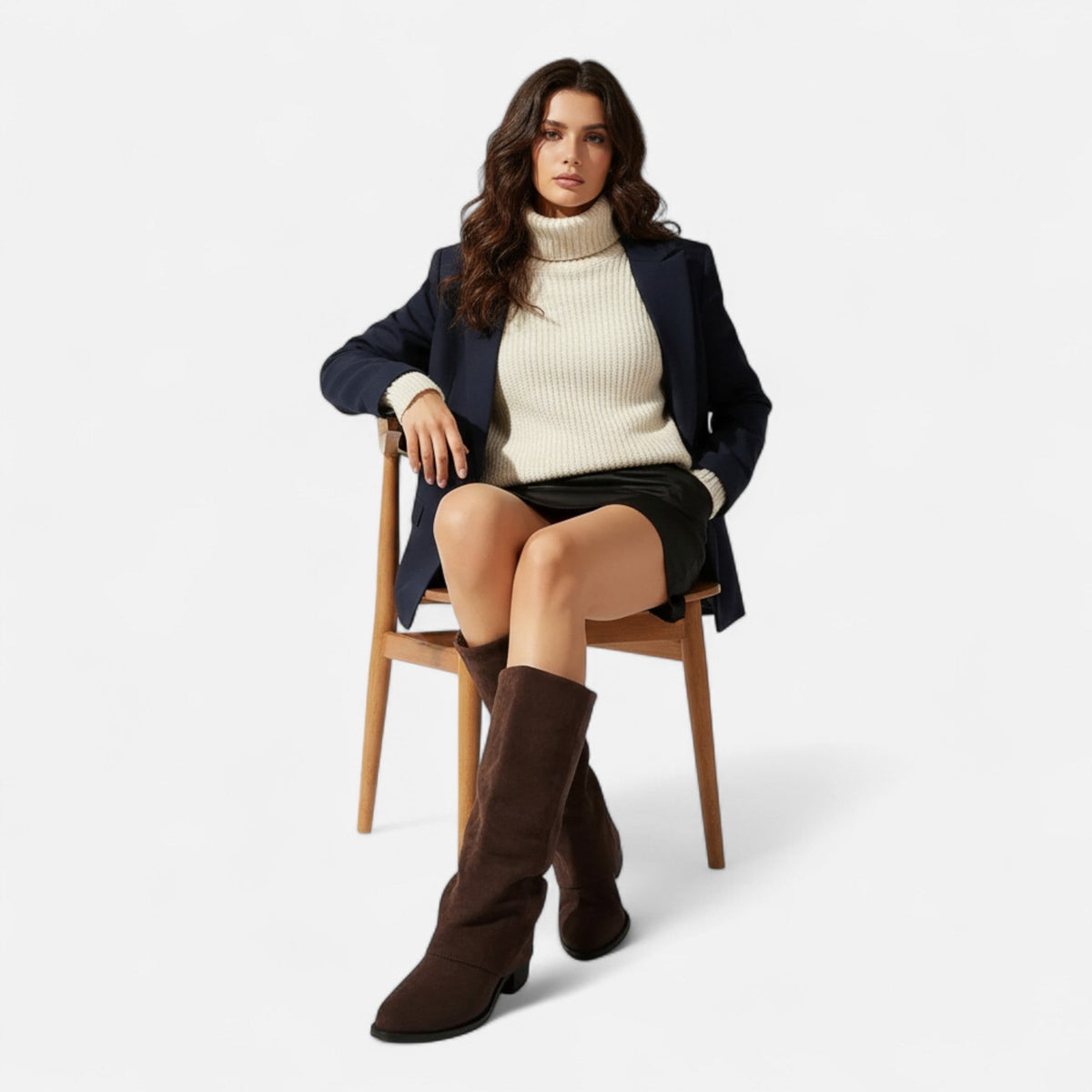 Women's Chunky Heel Knee High Boots Elegant Long Fashion Boots