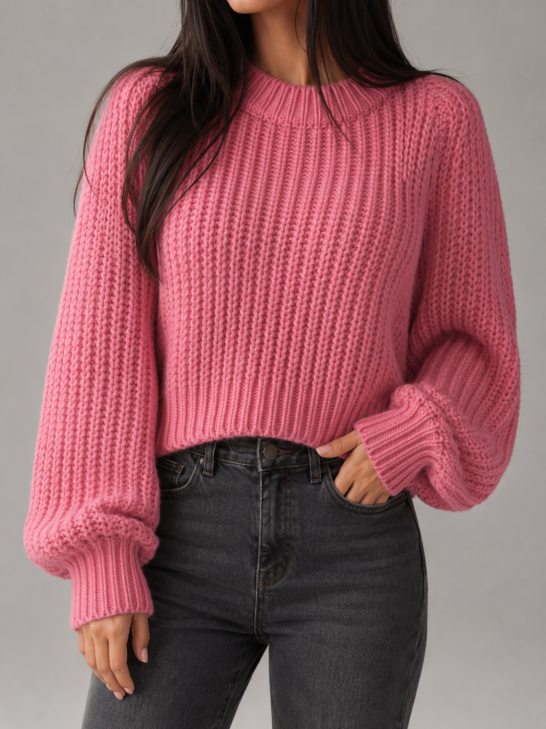 Women's Chunky Ribbed Mock-Neck Sweater