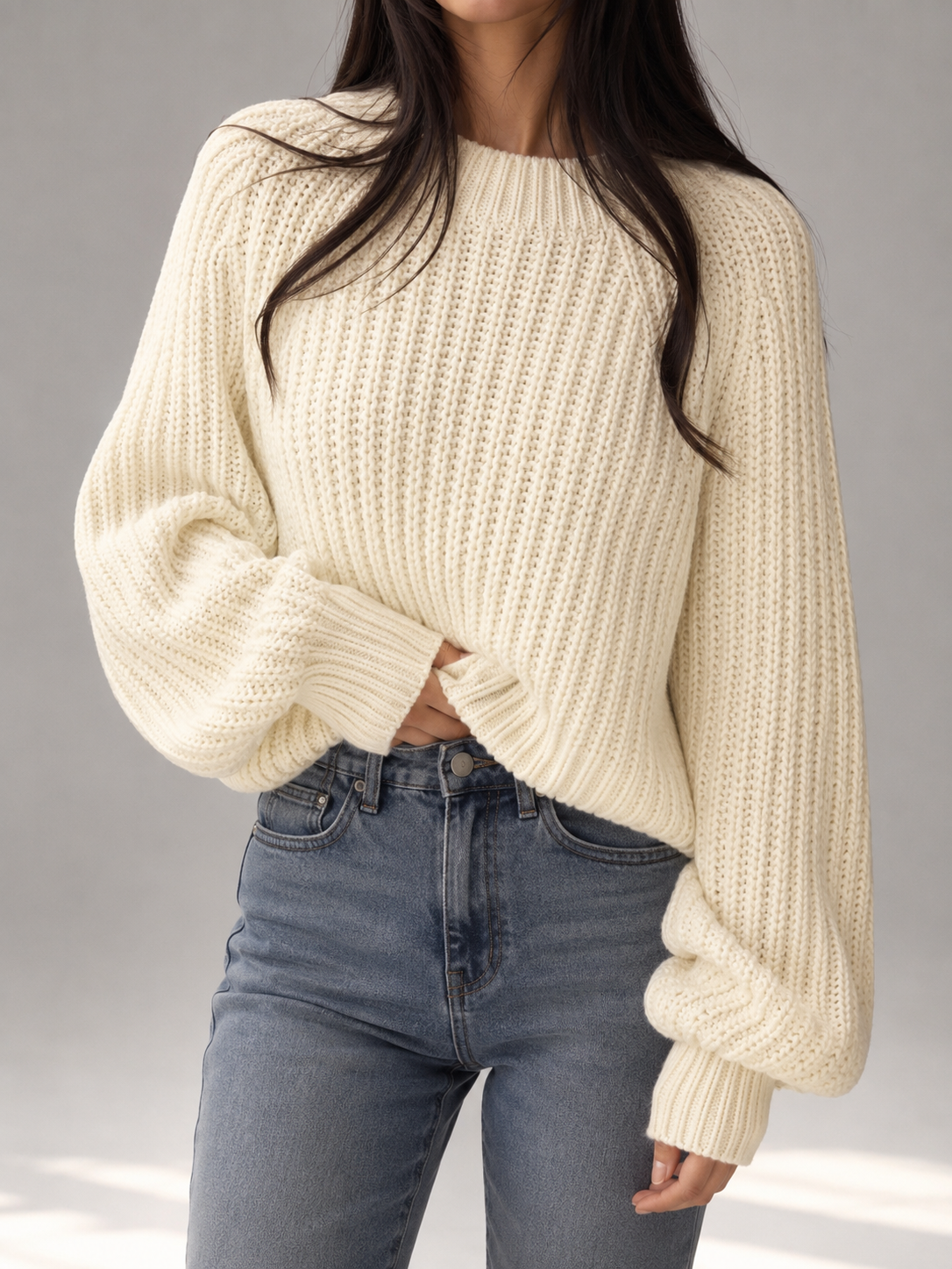 Women's Chunky Ribbed Mock-Neck Sweater