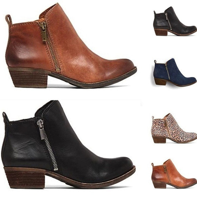 Women's Classic Block Heel Ankle Boots