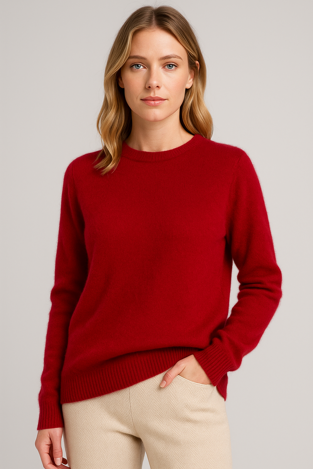Women's Classic Crewneck Luxury Knit Sweater