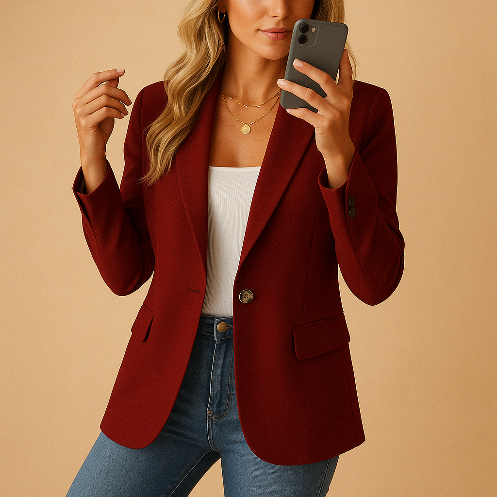 Women's Classic Fitted Blazer With Single Button