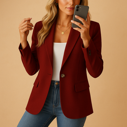 Women's Classic Fitted Blazer With Single Button