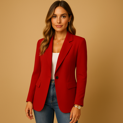 Women's Classic Fitted Blazer With Single Button