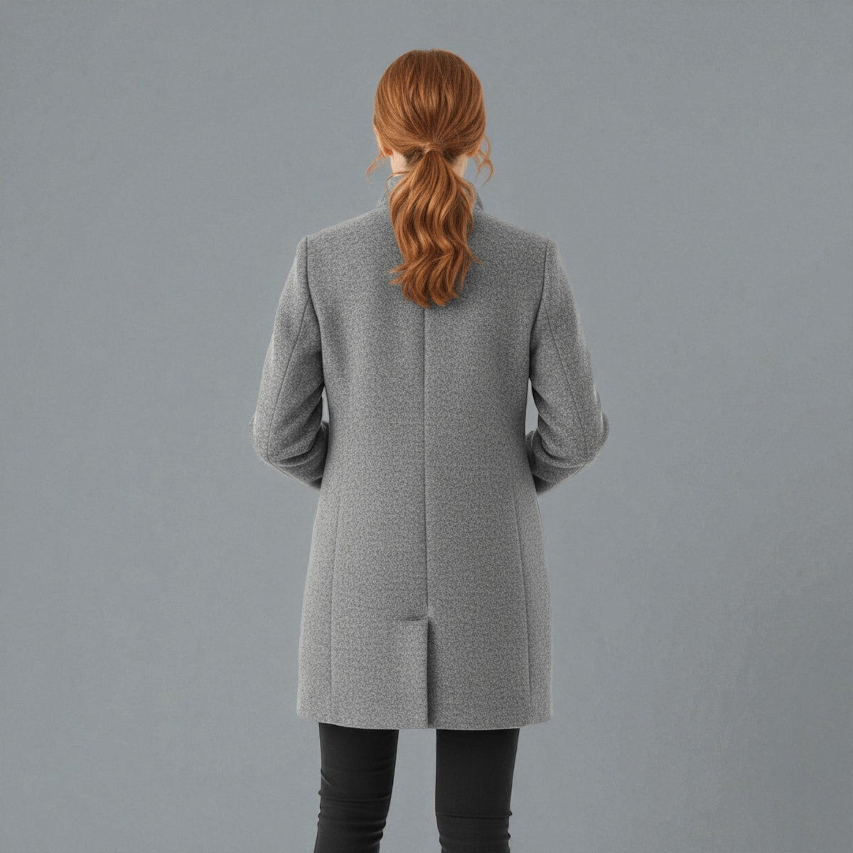 Women's Coat with Stand-Up Collar and Pockets