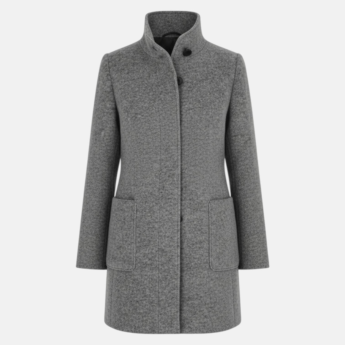 Women's Coat with Stand-Up Collar and Pockets