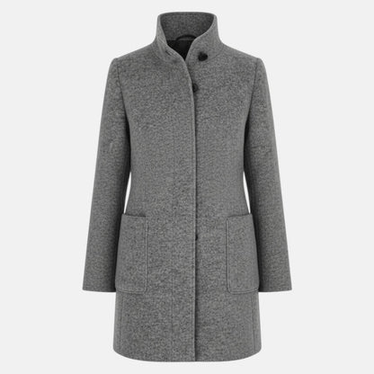 Women's Coat with Stand-Up Collar and Pockets