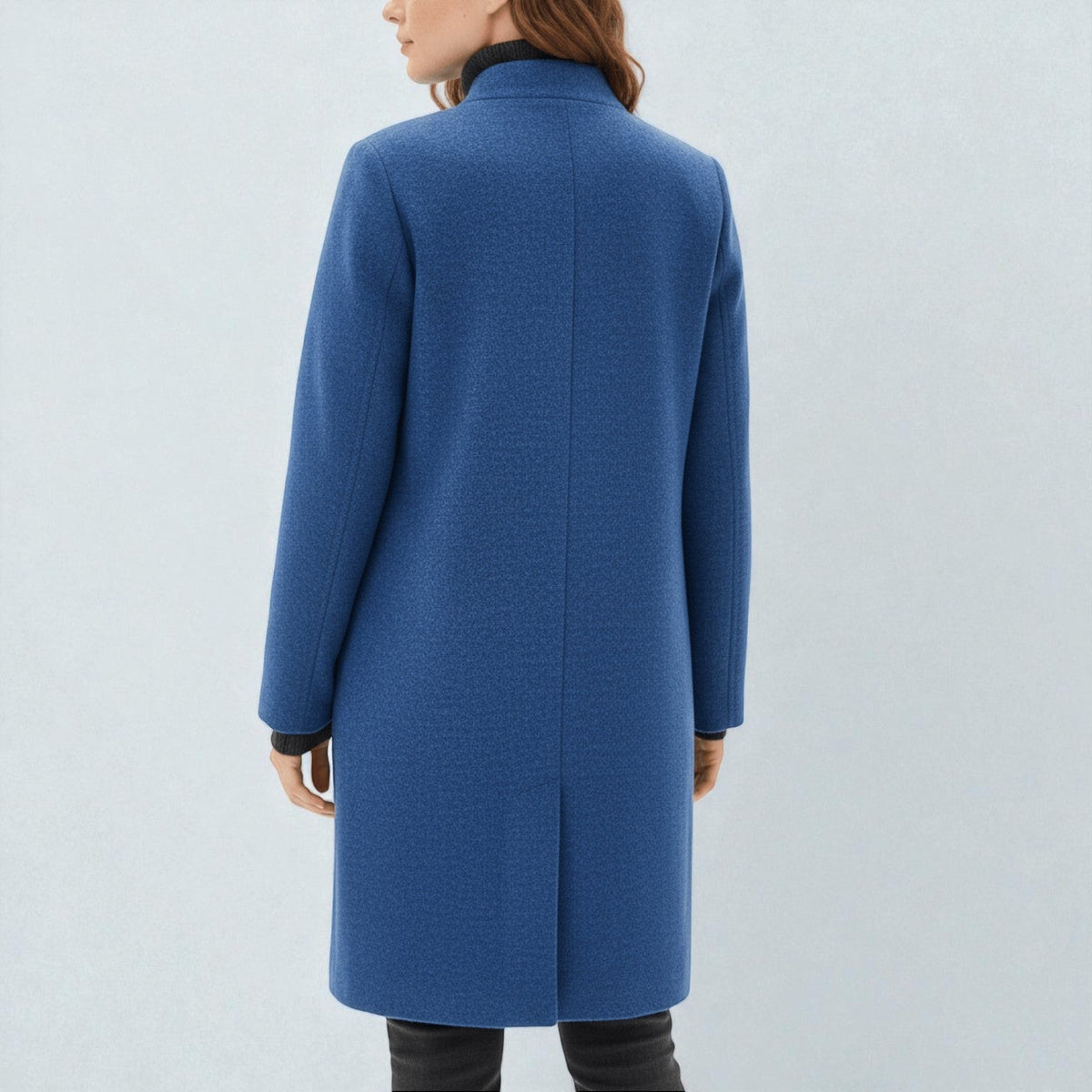 Women's Coat with Stand-Up Collar and Pockets