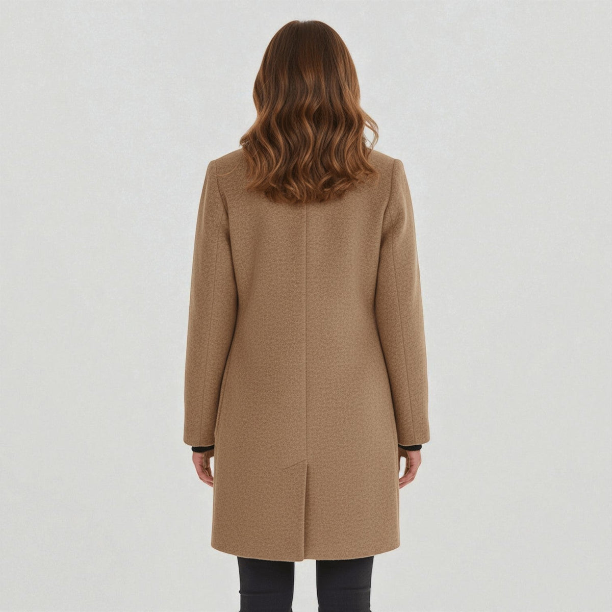 Women's Coat with Stand-Up Collar and Pockets