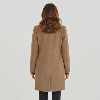Women's Coat with Stand-Up Collar and Pockets