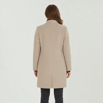 Women's Coat with Stand-Up Collar and Pockets
