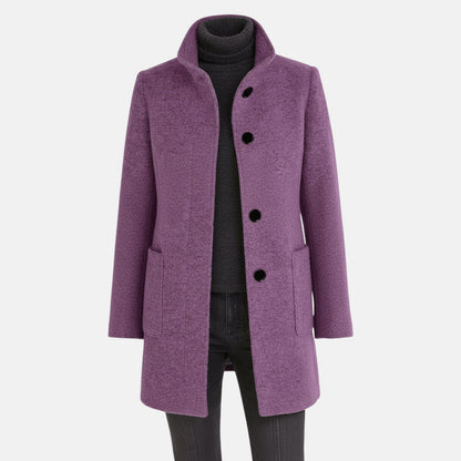 Women's Coat with Stand-Up Collar and Pockets