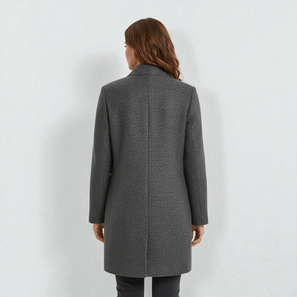 Women's Coat with Stand-Up Collar and Pockets