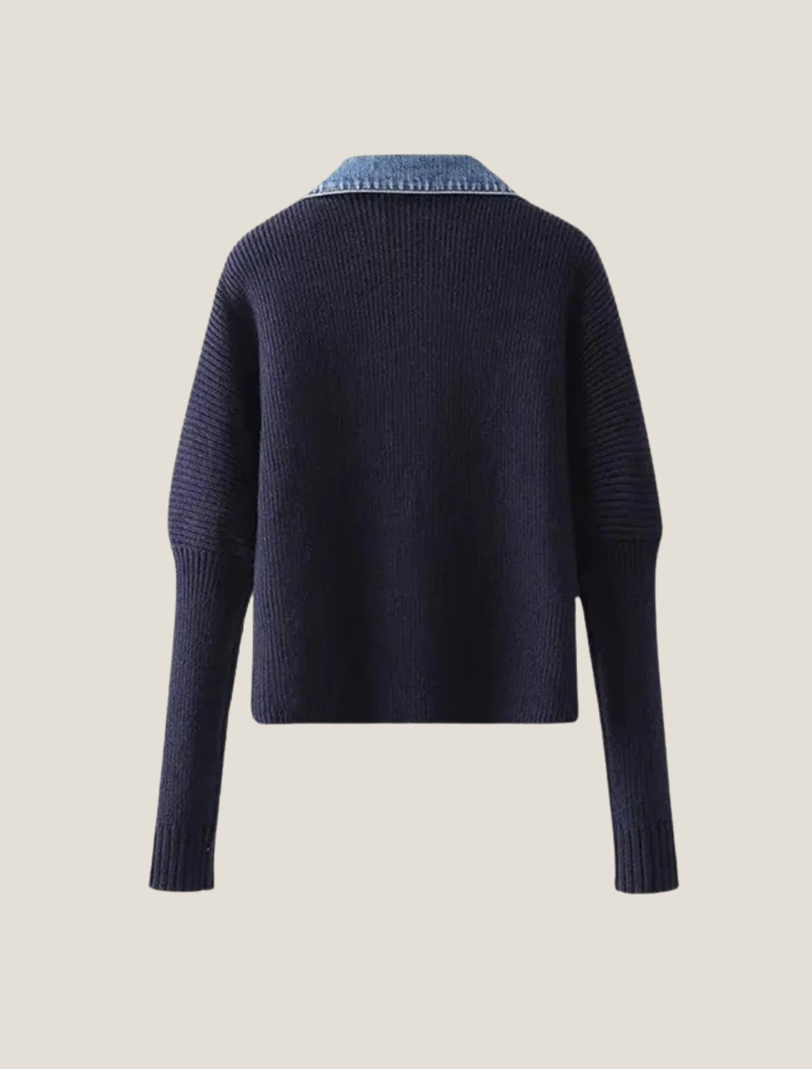 Women's Collared Contrast Knit Cardigan