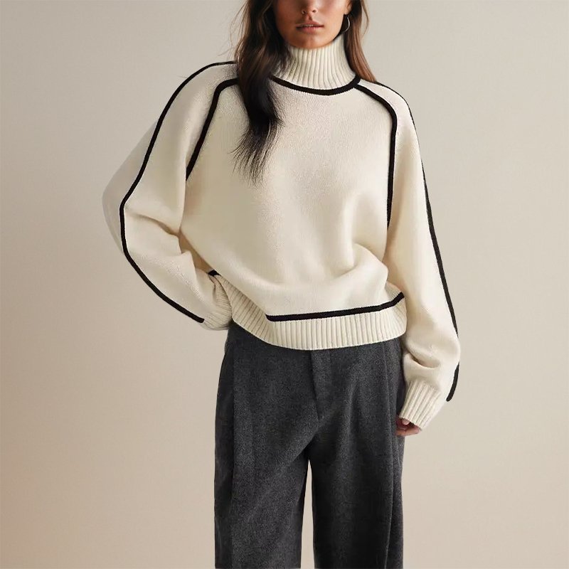 Women's Colour Block Turtleneck Jumper