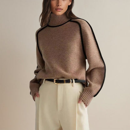 Women's Colour Block Turtleneck Jumper