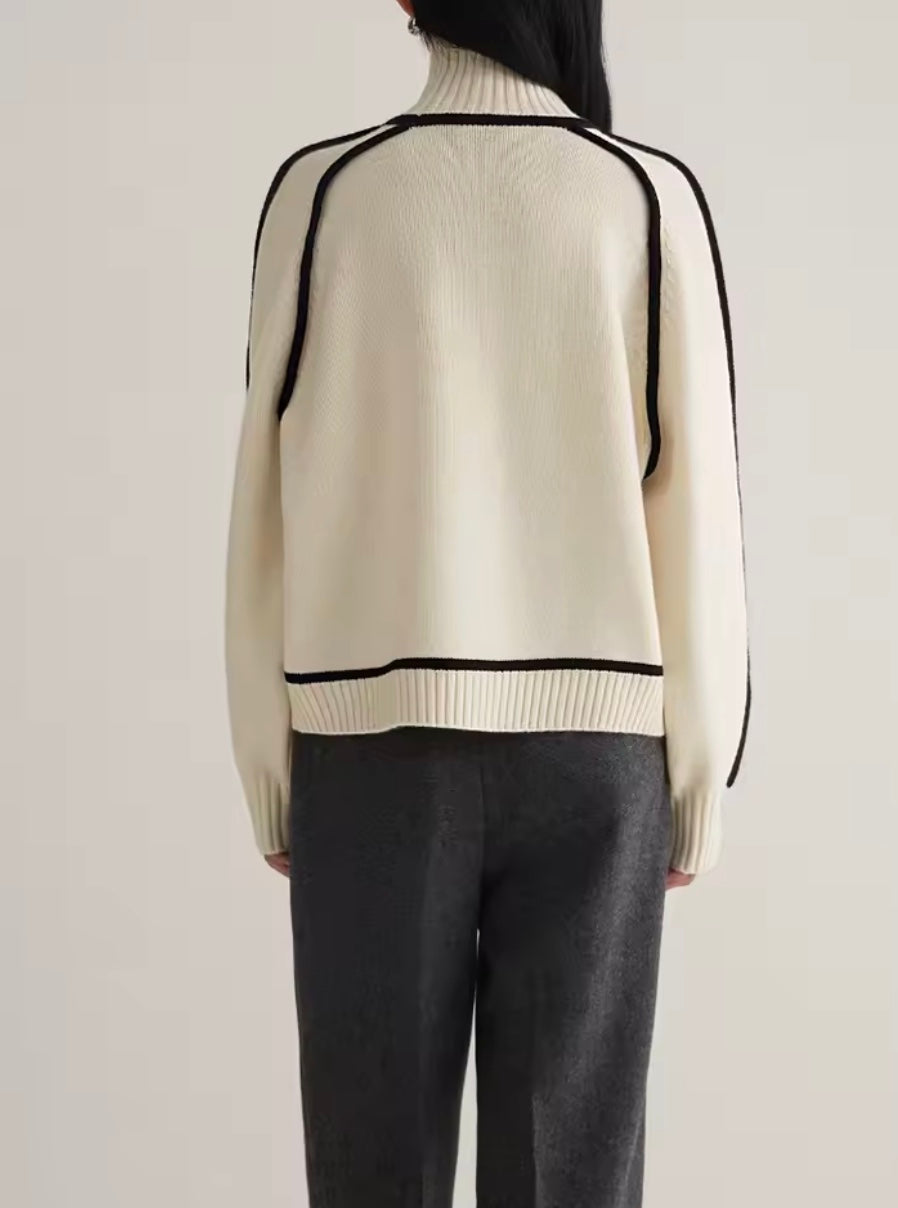 Women's Colour Block Turtleneck Jumper