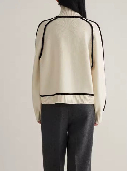 Women's Colour Block Turtleneck Jumper