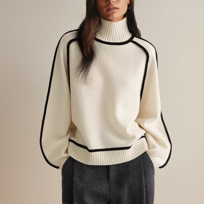 Women's Colour Block Turtleneck Jumper