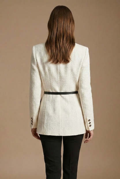 Women's Contrast Trim Textured Tweed Jacket