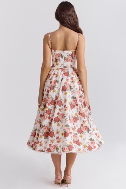 Women's Corset Bodice Tulle Midi Dress