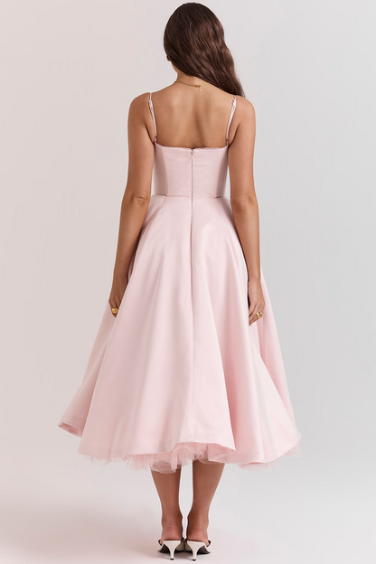 Women's Corset Bodice Tulle Midi Dress